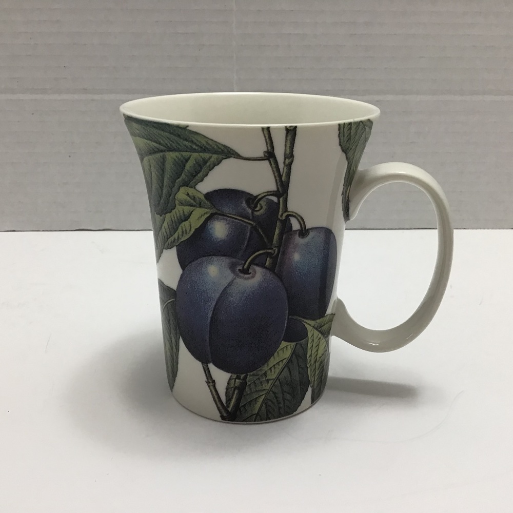 Kent Pottery Tea Coffee Cup Mug White With Plums